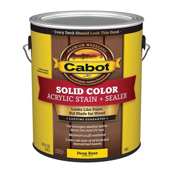 Cabot Cabot Solid Color Acrylic Stain & Sealer Solid Tintable Deep Base Acrylic Deck Stain 1 gal 140.0001807.007 - main